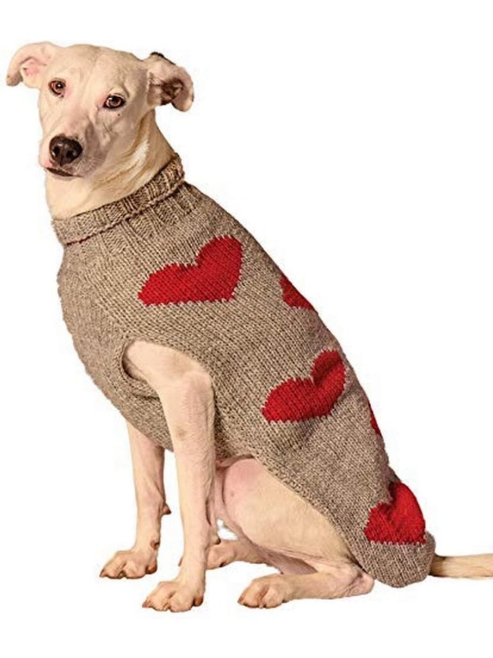 Cozy Red Hearts Dog Sweater for Small Dogs - Warm Knit Pet Apparel